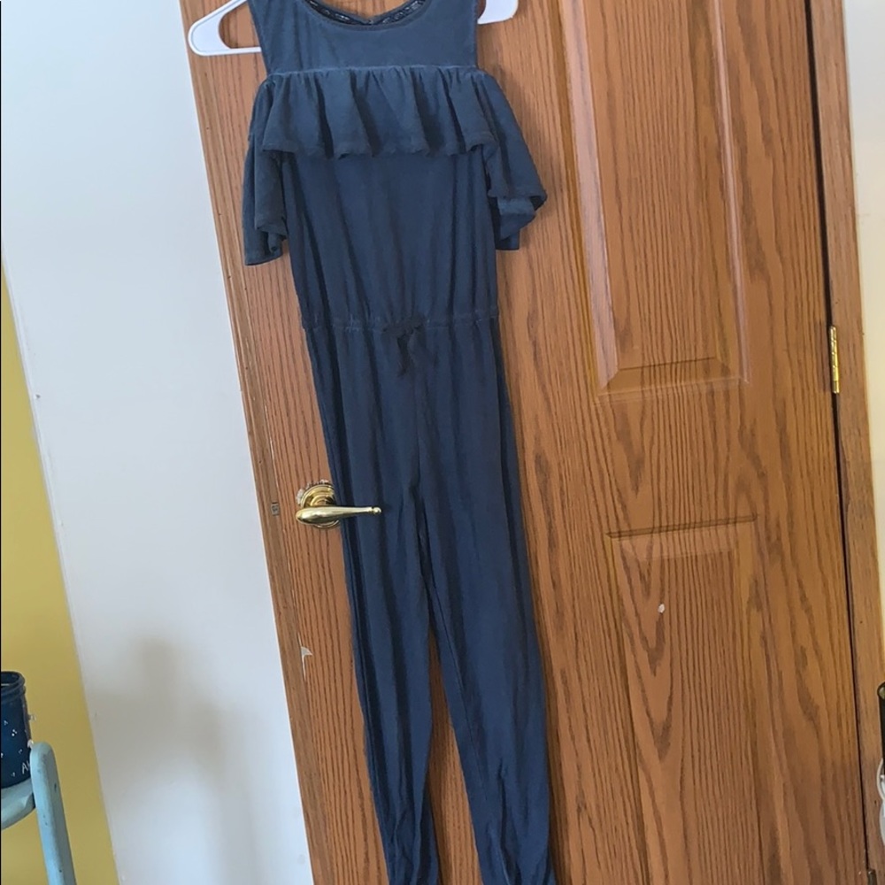 art class blue jumpsuit